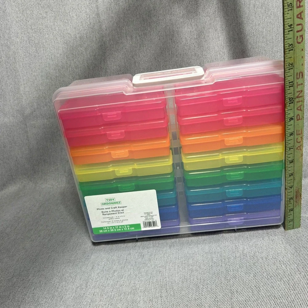 Simply Tidy Photo and Craft Keeper 16 Case Rainbow Storage Box 4x6 Organizer